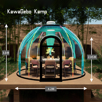Kawagebo Kamp 4.2m de diamètre rond préfabriqué extérieur géodésique polycarbonate PC Eps dôme maisons maison préfabriquée