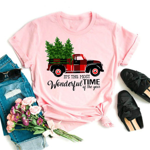 2025 la personalizzazione della fabbrica di alta qualità nuovi modelli più venduti per festeggiare il Natale venduti a basso prezzo t-shirt da <span class=keywords><strong>donna</strong></span> O-collar - Product Image 6