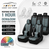 Coprisedili Universali Luxfit Russia in Pelle, Set Completo, Resistenti, Impermeabili, Traspiranti, Lussuosi, Neri e Verdi