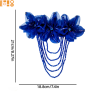 Nouvelles appliques florales en organza multicolores, brodées de strass, avec pompons perlés, pour la décoration de vêtements et de robes