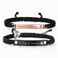Bracelet magnétique ajustable en fer fait main en forme de cœur pour couple, bijoux assortis, cadeau unisexe