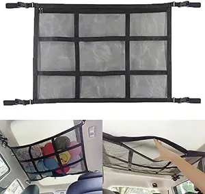 Car Ceiling Cargo Net Pocket Bag Interior Accessories Overhead Vehicle Ceiling Storage Organizer Mesh Roof Top Bag
