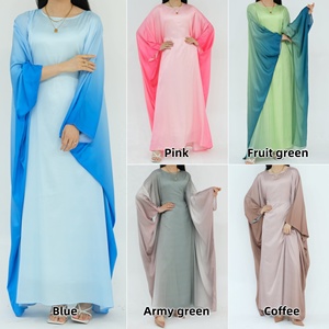 2024 EID nueva mariposa Ombre Abaya mujeres vestido musulmán Dubai mangas de murciélago de talla grande satén Kaftan vestidos de mujer - Product Image 2