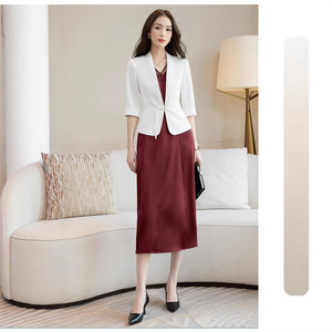 Women's Elegant Black Satin Blazer Mid Sleeve Slim Fit Casual Summer Style With Pocket Solid Color - Product Image 5