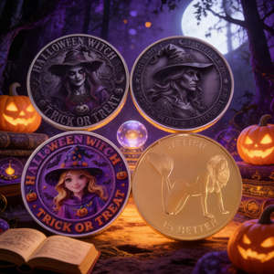 Monedas de Plata de Hierro Plateado con Diseño de Bruja Internacional, Monedas Metálicas 2D, Moneda de Desafío para Coleccionistas, Venta al Por Mayor - Product Image 1
