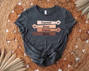 Maglietta da donna in cotone con scollo rotondo, vestibilità ampia, per tutte le stagioni, con design 'Girl Power' e messaggio 'Empowered Women Empower Women' - Product Image 3