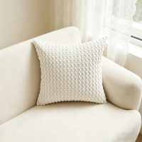 Coussin décoratif texturé blanc effet pop-corn, coussin décoratif doux en tricot à bulles pour canapé, lit, salon