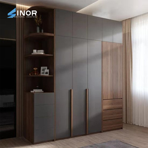 Modern <b>Floating</b> Wooden Wardrobe Wall Mounted Solid Wood <b>Frame</b> Space Saving Storage for Contemporary Bedroom - Product Image 4