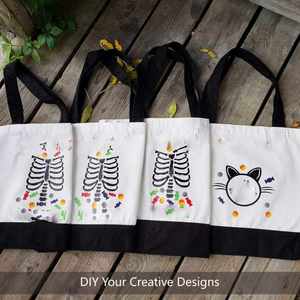Custom DIY Design Beach Picnic Fitness Grocery Shopping Shoulder Black White Mix Color <b>Large</b> 12 oz Cotton Canvas Tote Bag - Product Image 3