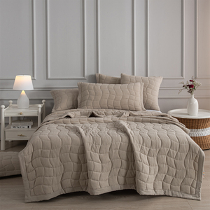 Set <span class=keywords><strong>Copriletto</strong></span> in Garza Stropicciata a Doppio Strato 100% <span class=keywords><strong>Cotone</strong></span> Tinta Unita, 3 Pezzi, Morbido e Traspirante, Misura King Queen - Product Image 1