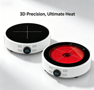 Cuisinière à induction portable de plein air, mini, ronde, avec bouton tactile, double commande, <span class=keywords><strong>plaque</strong></span> de cuisson intelligente en verre cristal - Product Image 6