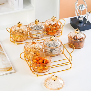 Juego de recipientes de plástico estilo nórdico con tapa para frutos secos, dulces y aperitivos, para uso doméstico, 6 piezas, bandeja de almacenamiento. - Product Image 3
