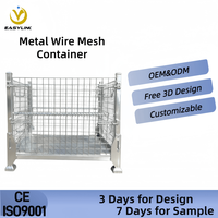 Cage à palettes pliable en treillis métallique galvanisé EASYLINK, certifiée CE et ISO9001, capacité de charge de 1500 kg, OEM/ODM