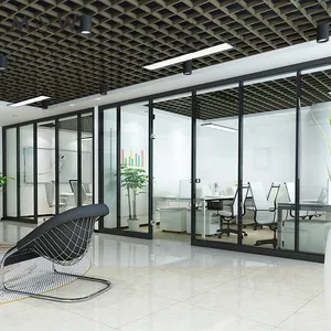 Partição de vidro modular para móveis, venda modular de móveis de escritório para parede de vidro