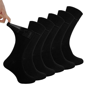 <b>Men's</b> Thin Bamboo Fiber Crew <b>Socks</b>-Spring Season Mid Calf Business Casual <b>Socks</b> for Work & Daily Wear - Product Image 1