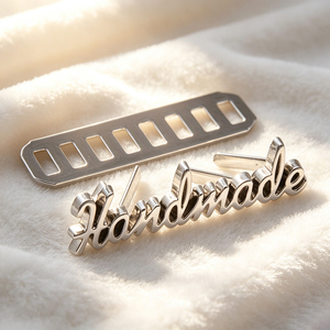 Custom Engraving Metal <b>Name</b> Tags Private Brand Sewable Metal Logo Plates Decorative Metal <b>Labels</b> for Bags & Garments - Product Image 3