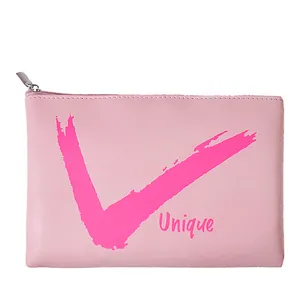 PU Leather Pouch Waterproof Pink Color Cosmetic Bag Small Cosmetic Pouch for Ladies