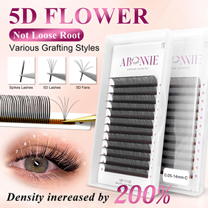 Abonnie 0,07 marrón 5D flor Ángel bandejas para pestañas Color Mega clásico prefabricado aspecto húmedo cerrado ventilador picos extensión de pestañas suministros - Product Image 3