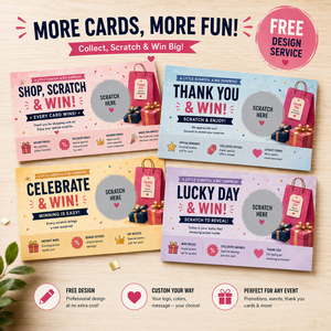 Bulk Custom Retail Shop Promotion Scratch Cards Wholesale Full Color Printed Shopping Thank You Scratch Off Win Reward Cards - Product Image 2