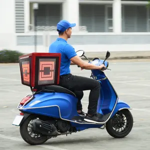 HXTECH 3 Side Motorcycle LED Pizza Delivery Box Scooter Food Delivery Box Para Bicicletas Motocicleta Food Delivery Box