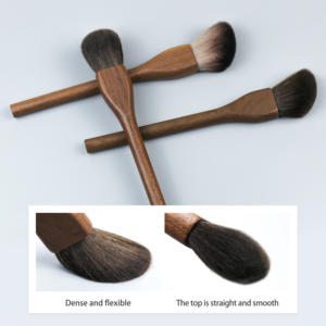 Juego de brochas de <span class=keywords><strong>maquillaje</strong></span> con mango de madera de nogal de 3 piezas, brocha para rubor en polvo de base Kabuki de pelo sintético supersuave - Product Image 5