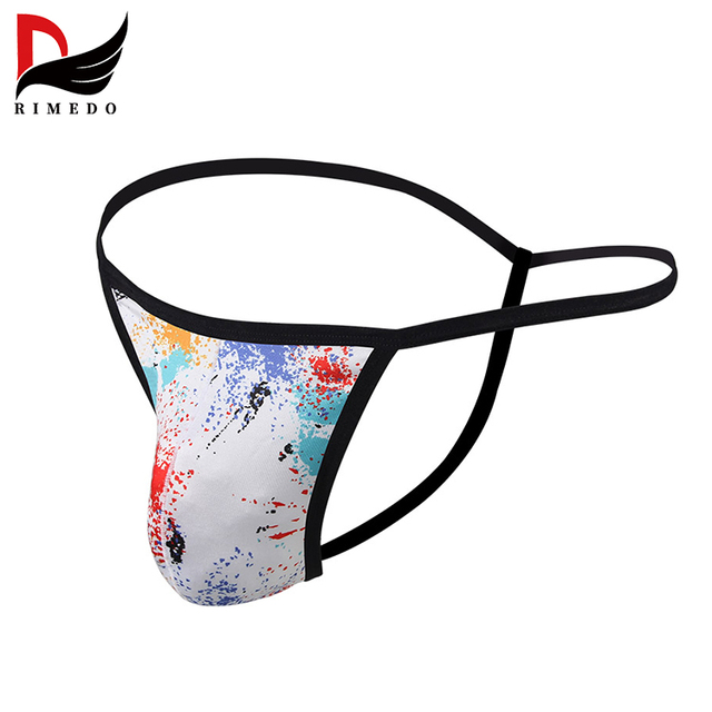 Men's Sexy Thong Underwear for Men 90%polyester 10%spandex Stripe Knit Fashion OEM Service Men's Bikinis G-string Thong