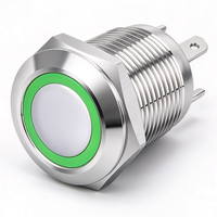 Sakelar Tombol Tekan Logam 12mm Pemasangan Panel Momentary Latching