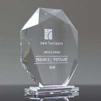 Trophées en cristal en forme de double coupe avec base noire pour la reconnaissance de l'excellence d'équipe et des réalisations collaboratives
