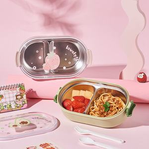 Boîte à lunch isotherme portable pour adultes, 2 compartiments, en plastique de qualité alimentaire, avec motif de <span class=keywords><strong>dessin</strong></span> <span class=keywords><strong>animé</strong></span>, capacité de 501 à 800 ml - Product Image 2