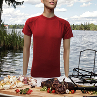 T-shirt pour homme en coton uni tricoté décontracté, teint, à manches courtes, col rond, coupe classique, 180 grammes, séchage rapide, respirant