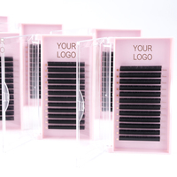 Extensions de cils volume noir mat en soie PBT, sans cruauté animale, fabriquées à la machine, en plateaux, fournitures en gros