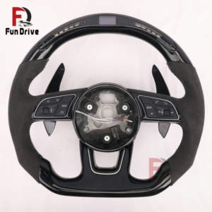 Volant chauffant en fibre de carbone LED personnalisé avec palettes de changement de vitesse pour <span class=keywords><strong>Audi</strong></span> A3 A4 A4L S4 RS4 A5 S5 RS5 A6L A7 Q2L Q3 Q5 Q5L <span class=keywords><strong>Q</strong></span> - Product Image 3
