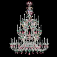 Lustre LED personnalisé en verre de Murano JYLIGHTING avec design floral, luminaire suspendu turquoise rose pour bureau, hauteur réglable
