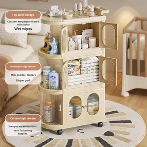 Living Room Bedroom Baby Cabinet Plastic Wardrobe Kitchen Folding Cabinet <strong>Storage</strong> with Wheels With High Quality Custom - Product Image 1