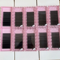 Extensions de cils longs naturels faits à la main en PBT vegan, courbure D 0,15 mm, noir mat, avec logo personnalisé, plateaux de cils volume
