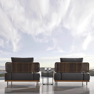 Canapé individuel de <span class=keywords><strong>jardin</strong></span> sculptural moderne en tissu texturé imperméable, en osier courbé, fabrication OEM - Product Image 2