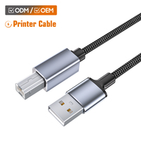 Kabel Data USB-B ke USB-C Berbahan Aluminium Alloy Berkualitas Tinggi dengan Jalinan Nilon untuk Printer, Tablet, dan Komputer