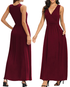 Robes longues d'été <span class=keywords><strong>pour</strong></span> femmes de haute qualité en gros, taille haute, coupe évasée, sexy, sans manches, unies, imprimées, <span class=keywords><strong>pour</strong></span> les fêtes, robes décontractées - Product Image 5