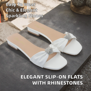 Zapatillas Planas Elegantes y con Estilo para Mujer, Cómodas, Tipo Slip-On, para Verano, con Adorno de Diamantes Brillantes, Parte Superior de PU - Product Image 2