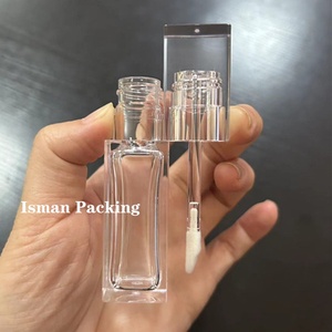 ISMAN - Tubo de Brillo Labial Cuadrado Transparente de 10 ml, Envase Vacío para Brillo Labial, Transparente como el Cristal, con Varita Aplicadora, Logotipo Personalizado - Product Image 5