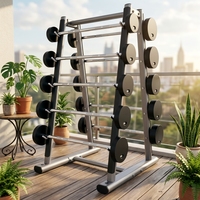 Support de Rangement Commercial Robuste pour Barres d'Haltères – Rangement Multi-Barres en Acier pour Équipement de Musculation en Salle de Sport