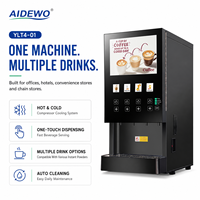 Aidewo YKT4-01 Fully Automatic Commercial Coffee Vending Machine 4 Powder Tanks 6 Flavors Hot/Cold Instant Coffee 110V/60Hz