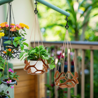 Jardinière suspendue jardin plante panier Pot de fleur en cuir PU ondulation de l'eau cintre présentoir décoratif pour la maison