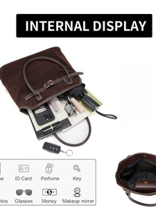 Bolso de Mano de Gran Capacidad para <span class=keywords><strong>Mujer</strong></span>, Estilo Retro, con Correa, para Otoño e Invierno, Forro de Poliéster y Gamuza, de una Sola Pieza, Venta Directa de Fábrica - Product Image 3