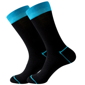 Chaussettes montantes noires pour hommes, à blocs de couleur, style Business Casual et sport, avec dessus coloré, OEM, personnalisables, vente en gros - Product Image 3