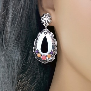 Orecchini Pendenti Vintage con Gemme Colorate, Gioielli Statement per Donne, Accessori Moda in Stile Retrò, Vendita all'Ingrosso - Product Image 4