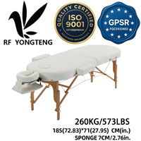 Table de massage en bois blanc, lit pliant 2 sections, 185x71cm, capacité 260KG, éponge 7CM avec repose-tête pour salon