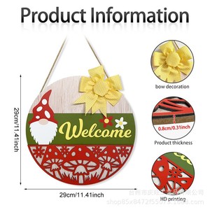Wooden Welcome Sign Circular <b>Spring</b> Mushroom Hanging Decoration Home Decor <b>Door</b> Wall Art Easter Gift - Product Image 4