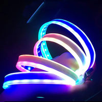 Bande lumineuse LED RGB 5V 12V 120cm 150cm pour marchepied de portière de voiture, avec télécommande via application, éclairage d'ambiance décoratif automobile