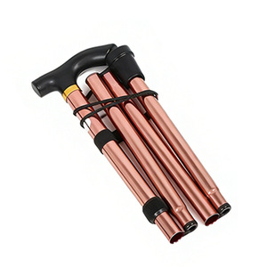 Bastón plegable de aleación de aluminio con mango en T, color bronce, 95 cm, para personas mayores, ayuda para la movilidad - Product Image 1
